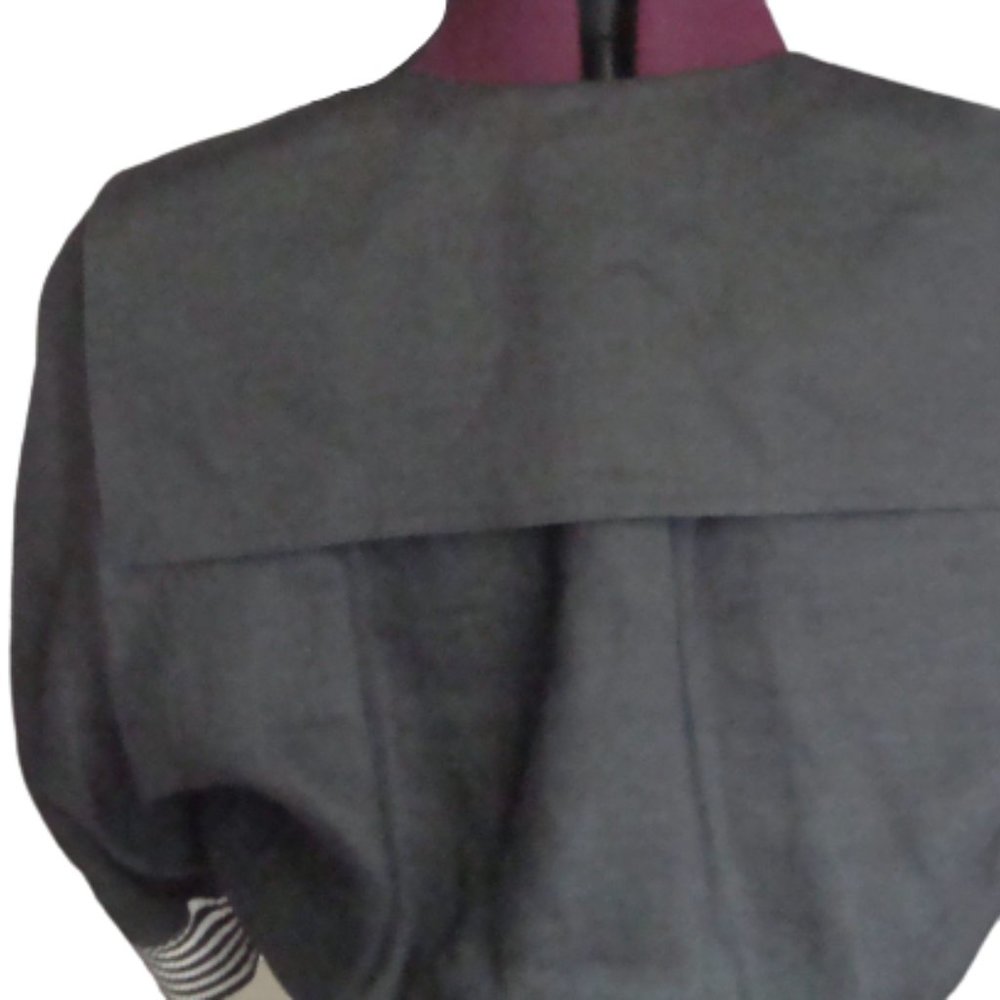 80s Structured Sailor Crisp Black Linen Balloon Sleeve Top - Picture 4 of 16